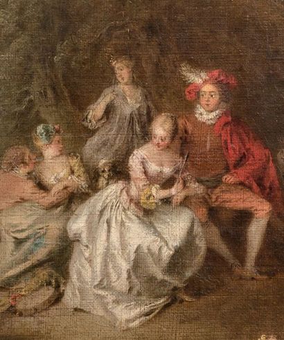  Jean-Baptiste PATER (Valenciennes 1695 - Paris 1736) Scène de bal dans un parc Toile...