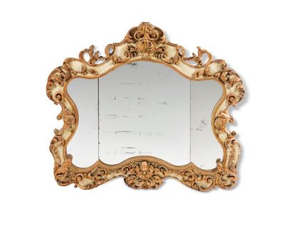 Mirror with an eventful shape in cream relaqued...