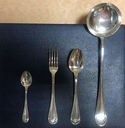  Silver plated metal cup set including 12 large forks, 12 spoons, 12 small dessert...