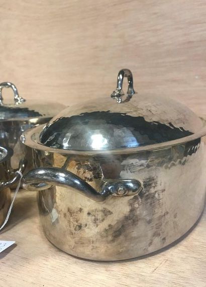  CHRISTIAN DIOR 
Part of cookware in hammered metal including 1 terrine, 1 casserole...