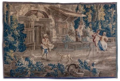 AUBUSSON, XVIIIème siècle Fragment de tapisserie...