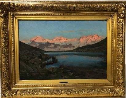 Edouard BRUN (1860-1935) Lac de montagne...