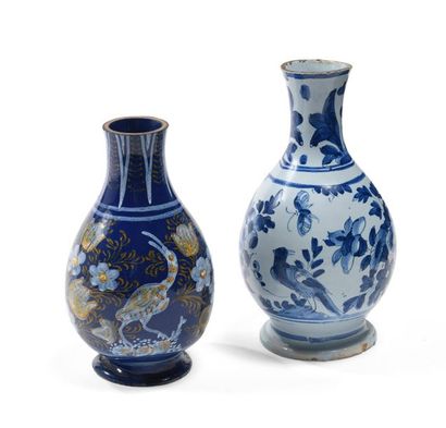 NEVERS Combination of two ovoid vases, one...