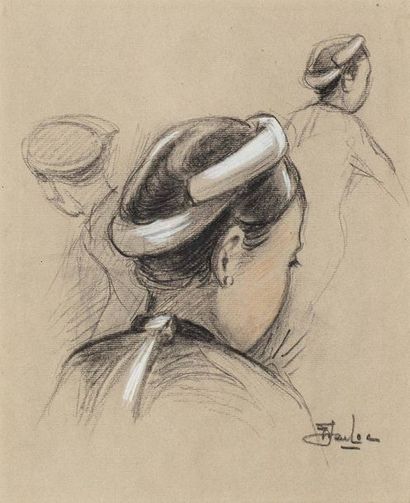 TRAN BINH LOC (1914-1941) Character study Charcoal, raised in pencil on paper

Signed... Gazette Drouot