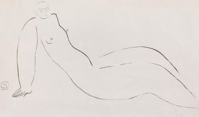  SANYU (Shun-Ching 1900 - Paris 1966)
Dame allongée

Encre
26 x 43 cm
Signé en français... Gazette Drouot