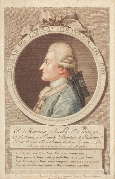 Nicolas de Launay (1739-1792). Estampe rehaussée...