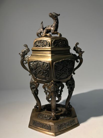 Brûle parfum, bronze, Japon, XIXème, Dim....