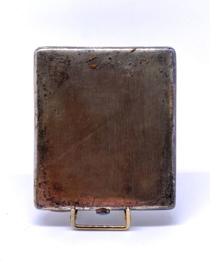  Rectangular silver cigarette case 84 zolotniks (875 thousandths), the lid hinged...