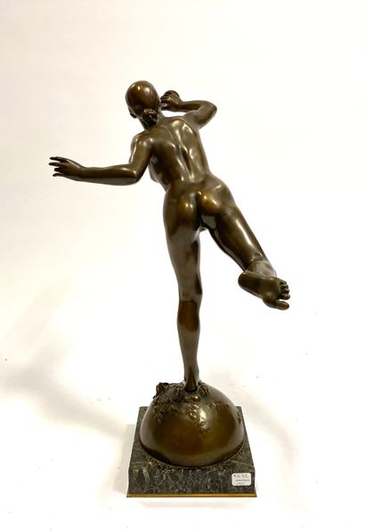 Alexandre FALGUIERE (1831-1900) 
The Renown, circa 1895 
Bronze with medal patina...
