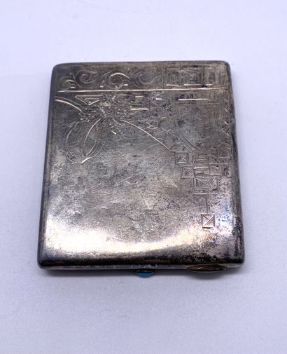  Rectangular silver cigarette case 84 zolotniks (875 thousandths), the lid hinged...