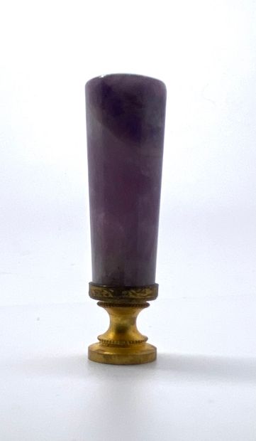  Amethyst seal from the Massif Central, gilt bronze base decorated with a frieze...