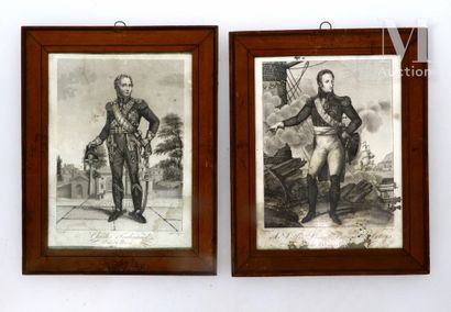 Bourbons. Paire de gravures figurant S.A.R. Louis-Antoine d'Artois, duc d'Angoulême,...