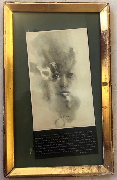 R. BERTRAND (Actif au XX ème siècle) Portrait 
Technique mixte sur papier 
19,5 x...