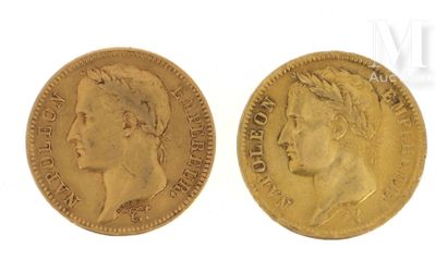 Deux pièces 40 FF or Deux pièces en or de 40 FF Napoléon Empereur 
1811 A