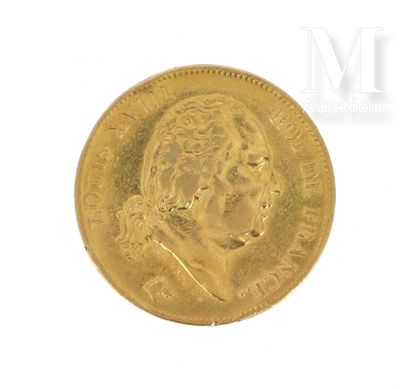 Pièce 40 FF or Une pièce en or de 40 FF Louis XVIII 
1818 W