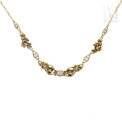 Collier Belle Epoque Necklace in yellow gold 18k (750 thousandths), the neckline...