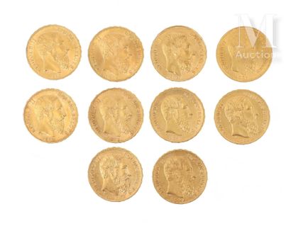 10 pièces 20 francs Belgique or