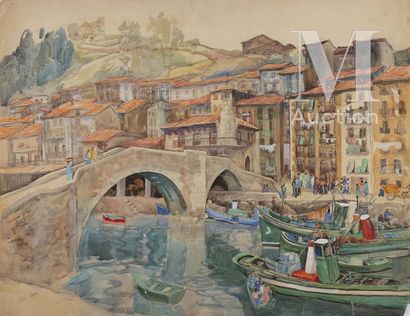 Alix AYMÉ (1894-1989) View of a village on a river

Watercolor on paper

Signed lower... Gazette Drouot