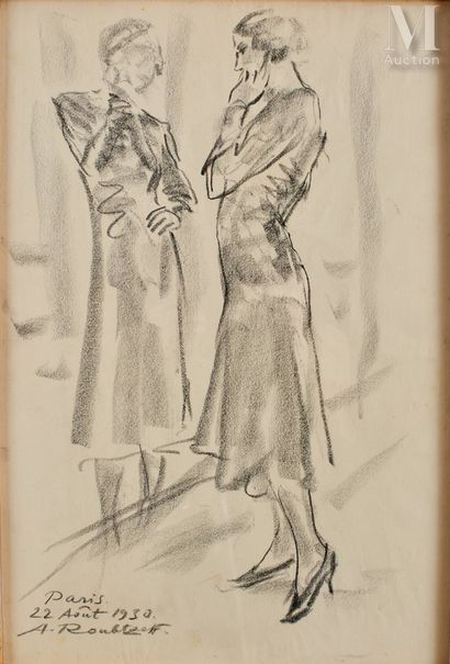Alexandre ROUBTZOFF (Saint Petersbourg 1884 - Tunis 1949) Elégante devant un miroir

Craie... Gazette Drouot