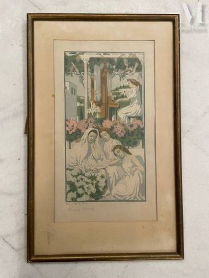 Maurice DENIS The organ (eternal summer)
Color lithograph 
39.5 x 22 cm on view 
Hand-printed,... Gazette Drouot