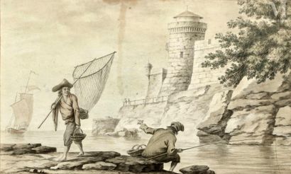 Claude Joseph VERNET (1714-1789), dans le goût de Pêcheurs dans le port de Marseille... Gazette Drouot