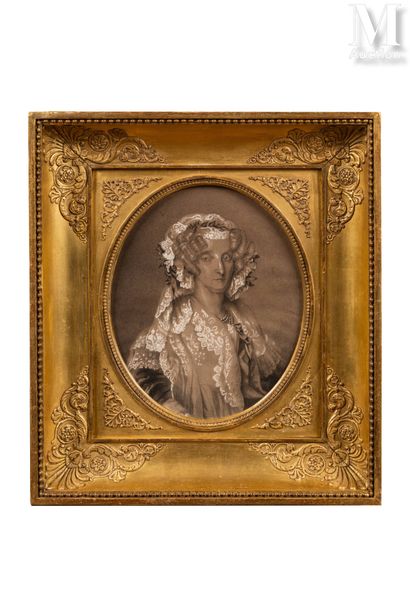 A. MONGON (?), école française du XIXe siècle. Portrait de Marie-Amélie de Bourbon-Siciles,... Gazette Drouot