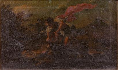 ÉCOLE ITALIENNE DU XVIIIÈME SIÈCLE Samson et le lion Toile 20 x 33 cm RM