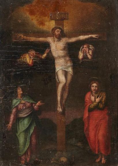École ITALIENNE du XVIIe siècle, suiveur de Marcello VENUSTI La Crucifixion Toile...