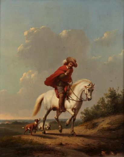 Attribué à Michel Hamon DUPLESSIS (Actif à Paris au XVIIIème siècle) Le cavalier...