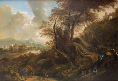 Philips Augustyn IMMENRAET (Anvers 1627 - 1679) Un promeneur et son âne dans un paysage...
