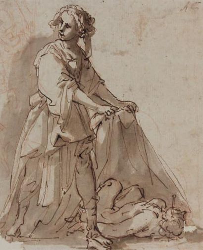 Attribué à Alessandro CASOLANI (Sienne 1552 - 1606) Jaël et Sisera Plume et encre...