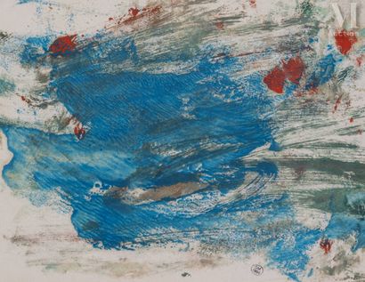 Dora MAAR (Tours 1907 - Paris 1997) Composition bleue
Huile sur papier
19 x 26 cm... Gazette Drouot