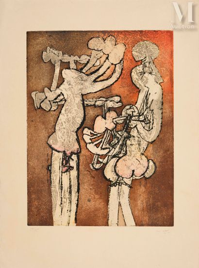 Roberto Matta (1911-2022) Personnages III, 1968
Etching and aquatint on Arches wove... Gazette Drouot