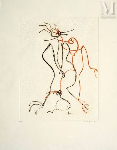Max Ernst (1891-1976) Liebespaar, 1966
Etching on Arches wove paper
Signed and numbered... Gazette Drouot