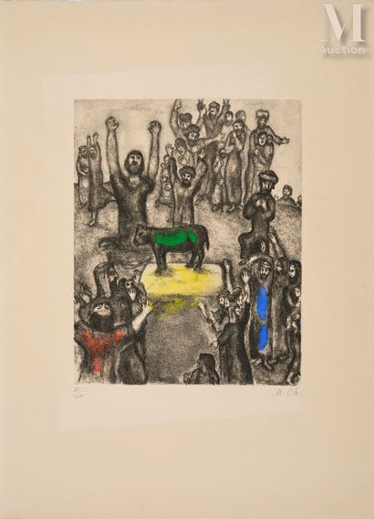 Marc Chagall (1887-1985) The Golden Calf, 1958
Etching and watercolor highlights... Gazette Drouot
