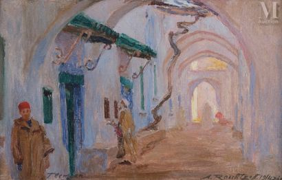 Alexandre ROUBTZOFF (Saint-Pétersbourg 1884 - Tunis 1949) Scène de rue à Tlemcen
Huile... Gazette Drouot