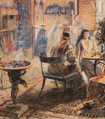 Georges Antoine ROCHEGROSSE (Versailles 1859 - Albiar, Algérie 1938) Scène d'intérieur
Aquarelle
22... Gazette Drouot