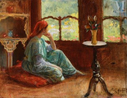 Albert Aublet (Paris,1851 - 1938) Bédouine à la fenêtre
Huile sur toile marouflée... Gazette Drouot