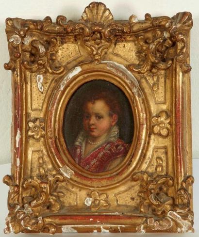 Ecole BOLONAISE du XVIIème siècle, suiveur de Lavinia FONTANA Portrait d?enfant Cuivre... Gazette Drouot