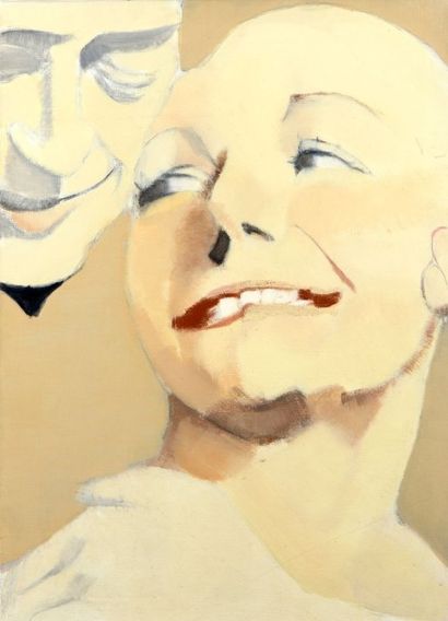 Elisabeth DUJARRIC (1929-2006) Tête à tête Huile sur toile 100 x 73 cm