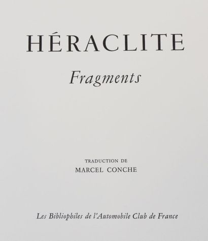 DOARÉ (Yves) & HERACLITE. Fragments. Traduction...