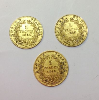 null Trois pièces de 5 Francs or

1860; 1859; 1866