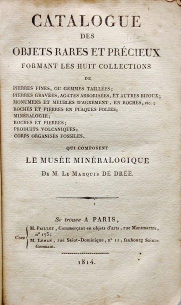 [DRÉE (Etienne, marquis de)]. Catalogue des...