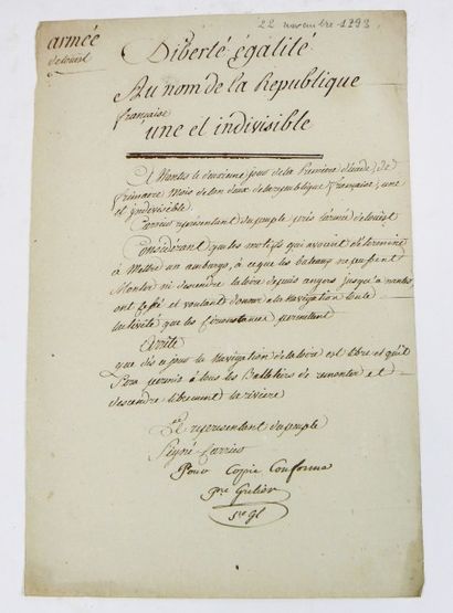 [CARRIER (Jean-Baptiste), 1756-1794]. Document...