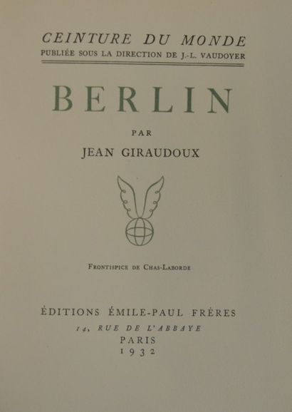  GIRAUDOUX (Jean). Lot de 3 ouvrages (bons exemplaires) : 
- Le Signe. Paris, Emile-Paul...