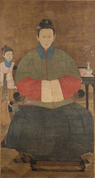 Corée, période Choson, XVIIe siècle 
Peinture verticale à l'encre et couleurs sur...