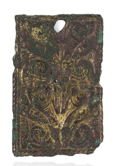null Culture de l'Ordos, période Han, IIIe-Ier avant J.-C.
Plaque en bronze de belle...