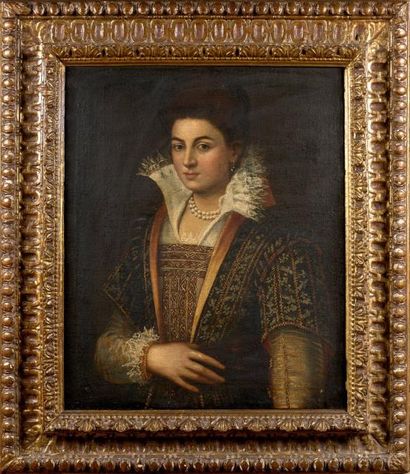  Attribué à Lavinia FONTANA 

(1552 - 1614)

Portrait de dame au collier de perle... Gazette Drouot