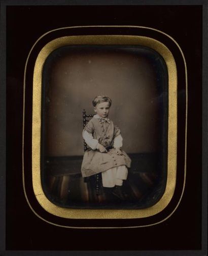 null Victor PLUMIER (1819-1877) 

Deux portraits d'enfants dans la même tenue, c....
