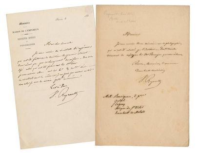 null Courriers manuscrits et signés du physicien et chimiste Victor Regnault, directeur...